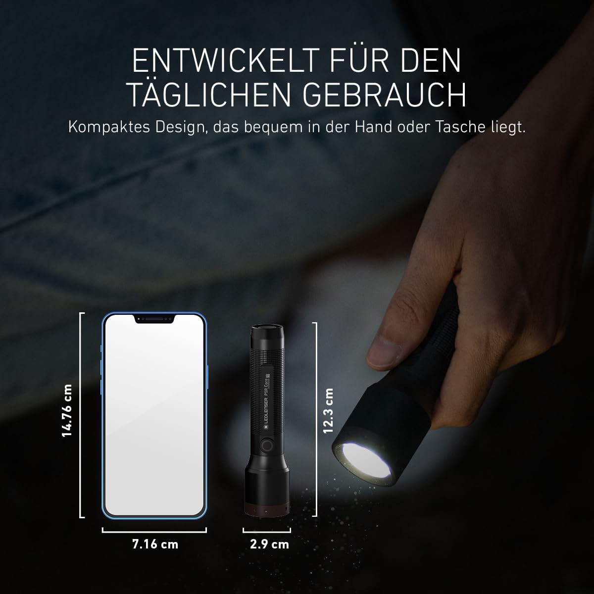 Detalle de Ledlenser P5R Core (2020) – Kompakte Taschenlampe mit Fokus, USB-Ladefunktion und IP68