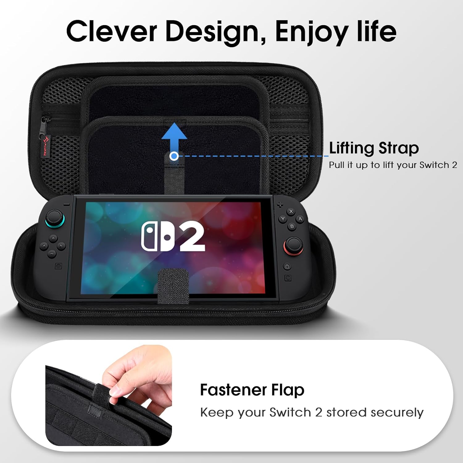 Detalle 2 de FINTIE Tragetasche für Nintendo Switch 2 (2025) mit EVA-Schutz, Kartenhalter & Innentasche