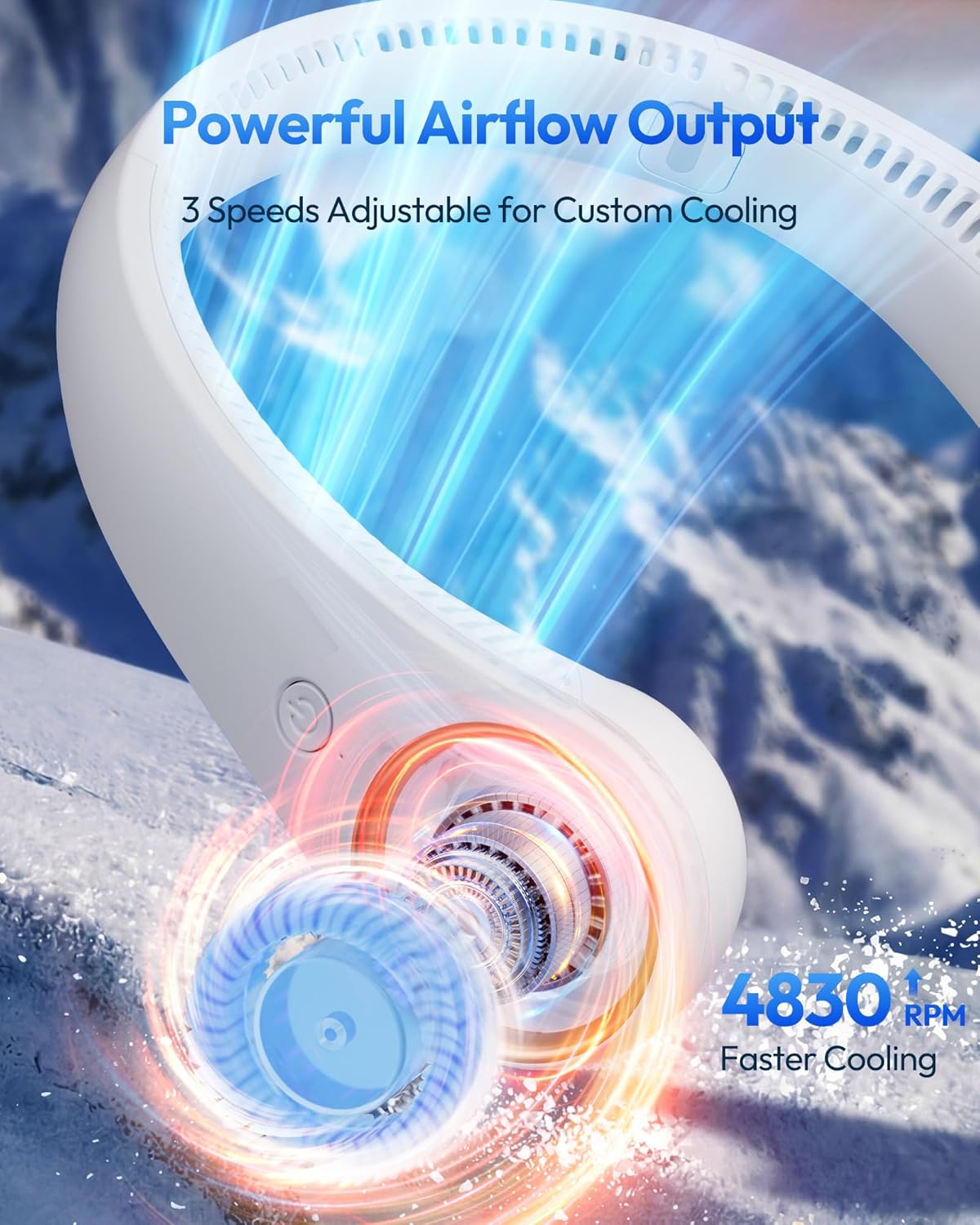 Detalle 2 de Gaiatop Portable Neck Fan Rechargeable: Hands-Free 360° Cooling