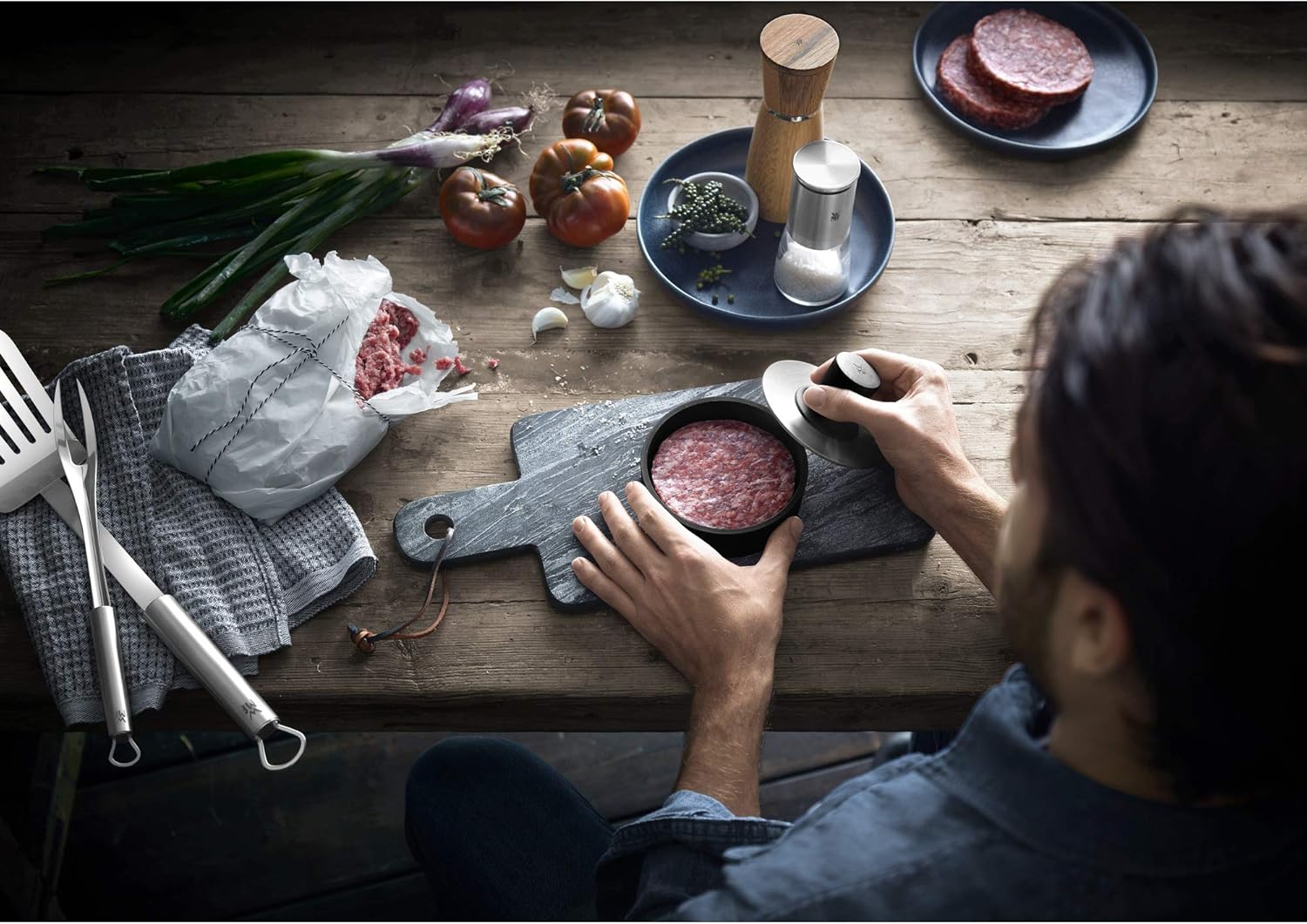 Thumbnail 1 de WMF BBQ - Prensa Hamburguesas de Acero Inoxidable 🍔