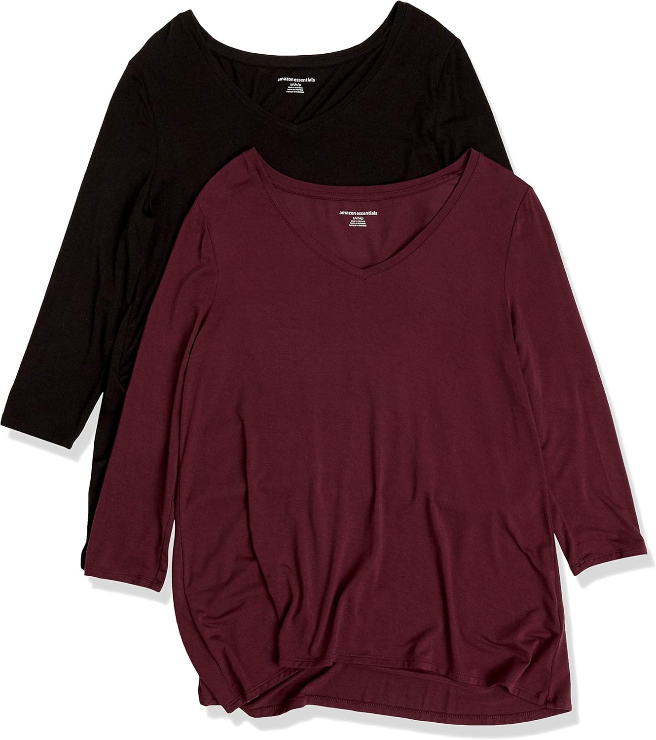 Thumbnail 6 de Amazon Essentials Women’s 3/4 Sleeve V-Neck Swing T-Shirt (Plus Sizes) – Pack of 2
