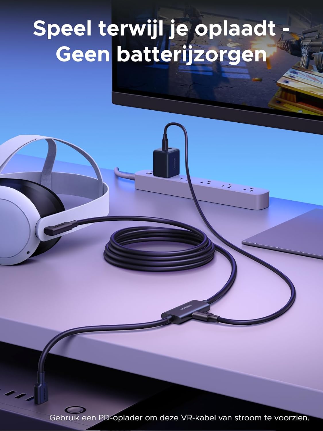 Detalle 2 de UGREEN Link-kabel met oplaadfunctie, 5 m, 18 W en USB 3.0 tot 5 Gbps