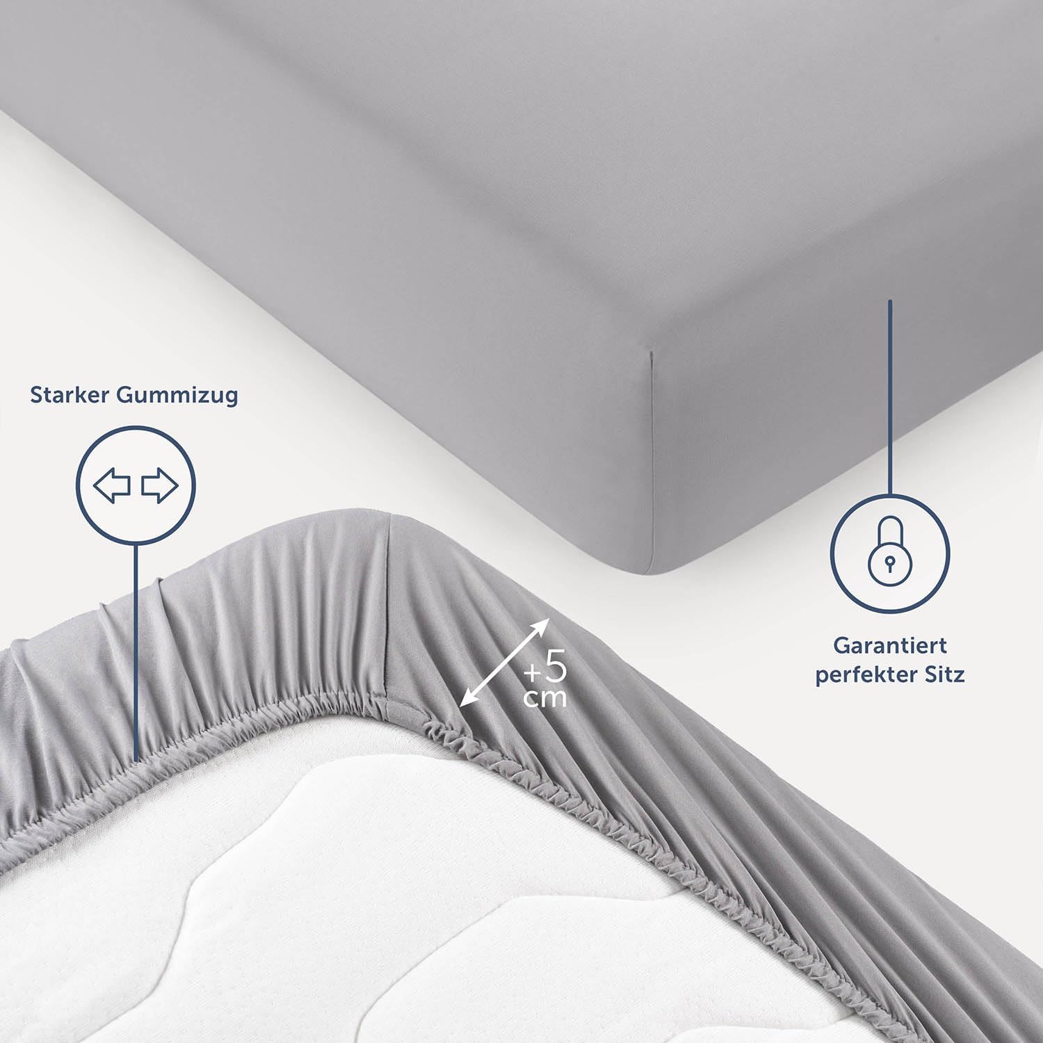 Thumbnail 2 de Blumtal Spannbettlaken 200x200 cm aus Microfaser – Grau, OEKO-TEX zertifiziert