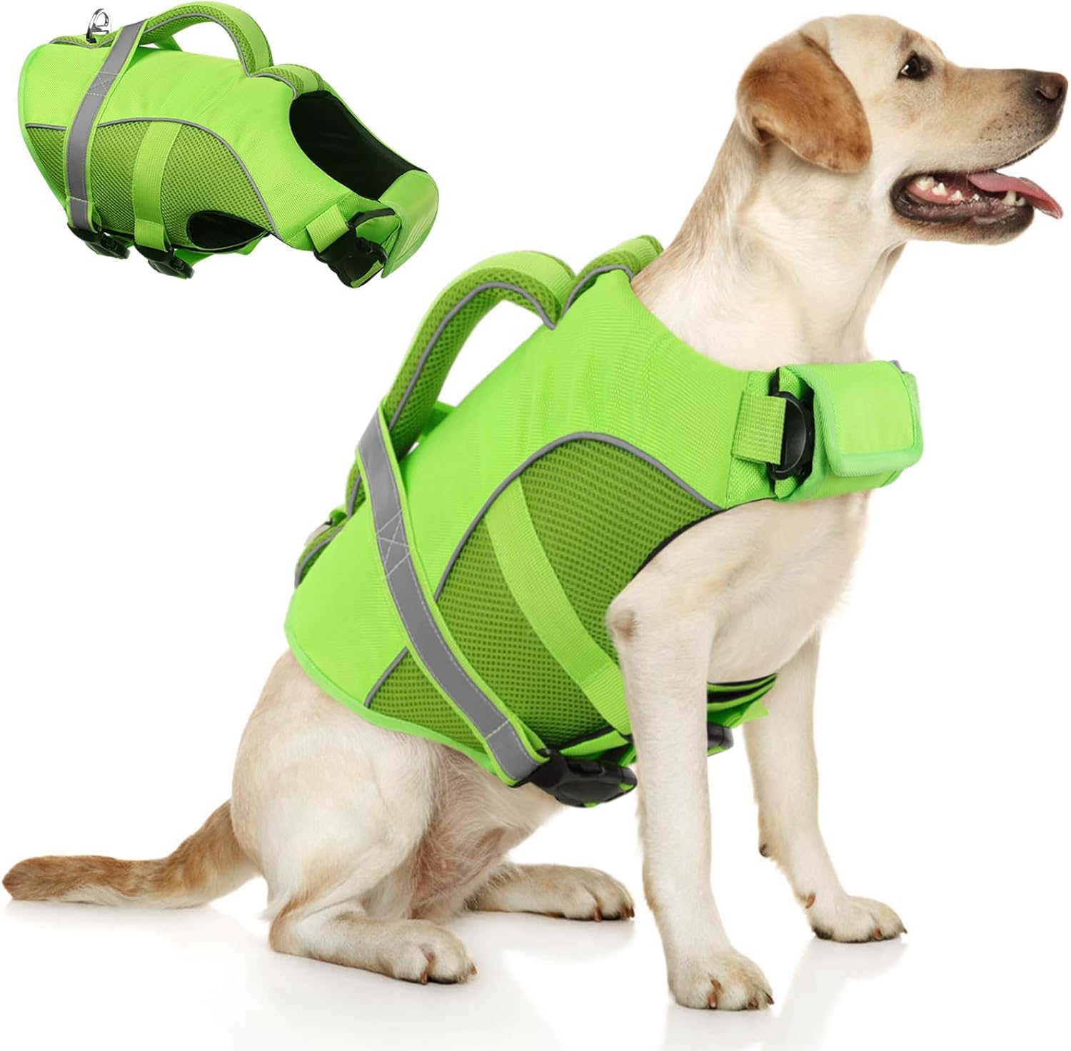 Detalle de Queenmore Giubbotto Salvagente Cane con Alta Galleggiabilità – Versione Verde (L) per Kayak, Barche e Nuoto