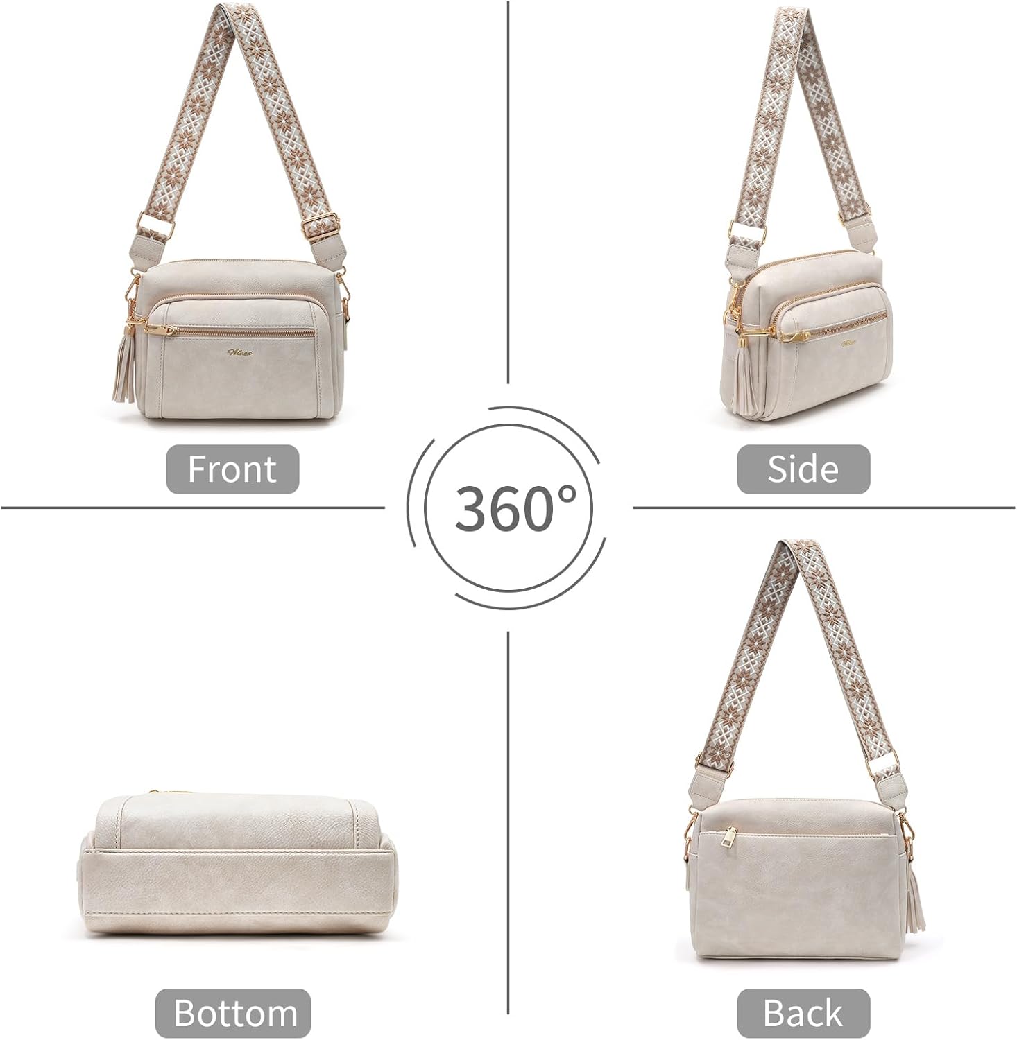 Thumbnail 6 de HILAEX Women’s Cross Body Bag with anti-theft clip and 4 zip compartments
