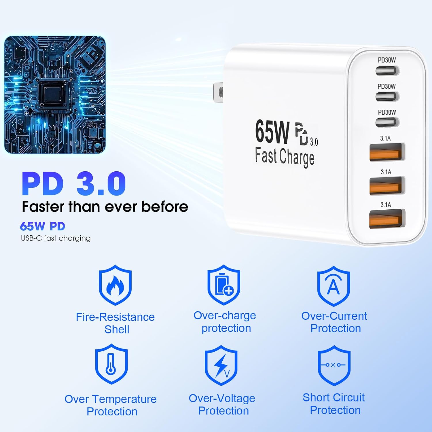 Thumbnail 6 de USB C Charger Block 65W 6 Port Wall Charger