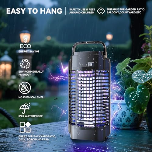 Detalle 2 de Lampe Anti Moustique AccEncyc 4200V – Tueur d'insectes électrique Haute Puissance, IPX4