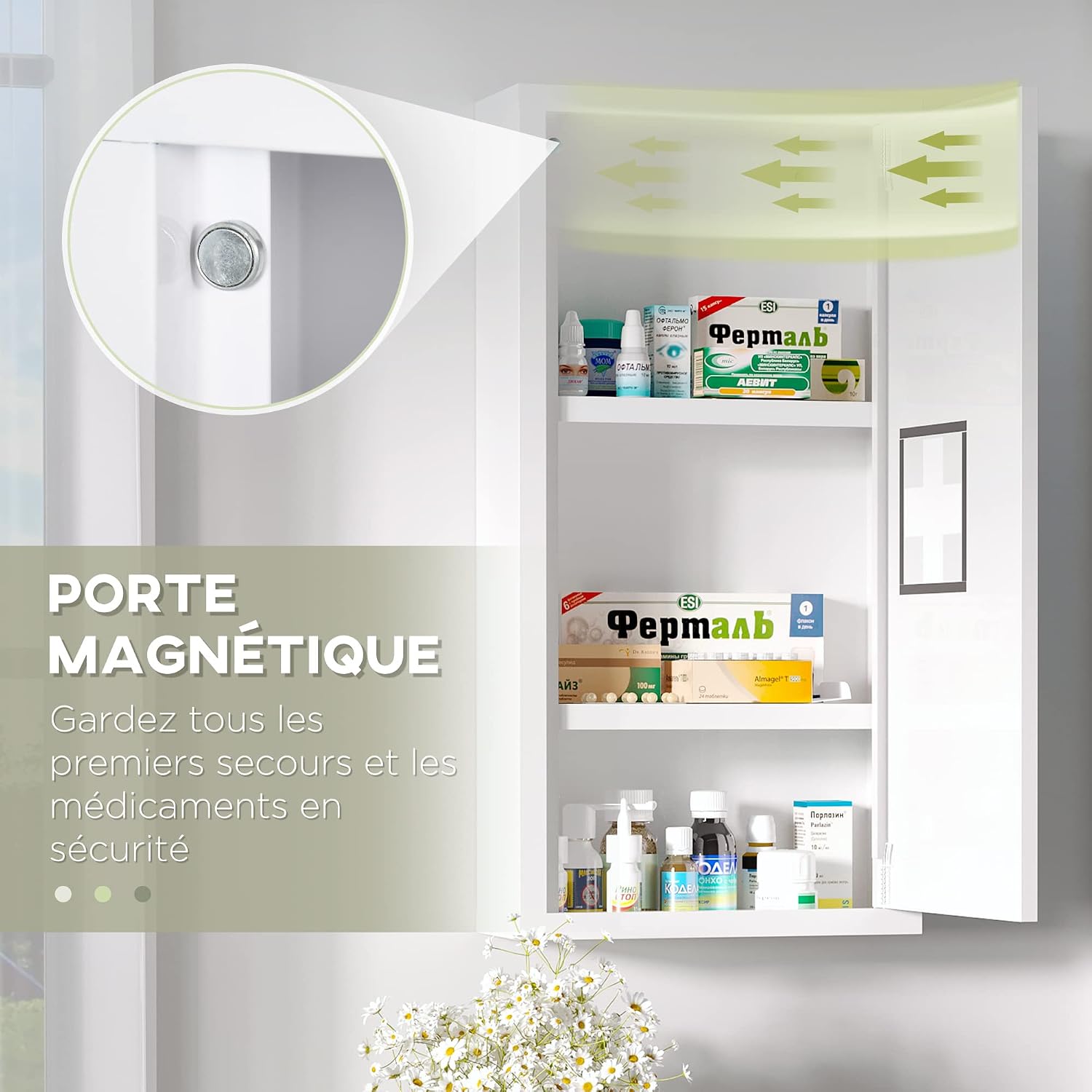 Thumbnail 5 de kleankin Armoire pharmacie murale 30x12x60 cm