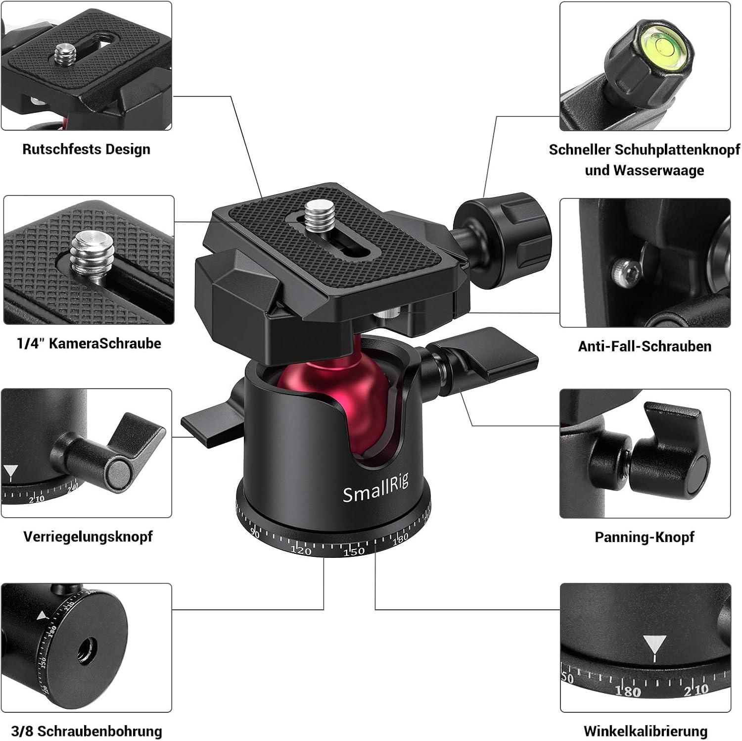 Detalle de SMALLRIG Kamerastativ BUT2664 – leichtes Mini-Reisestativ aus Aluminium mit 1/4-Schraubbefestigung