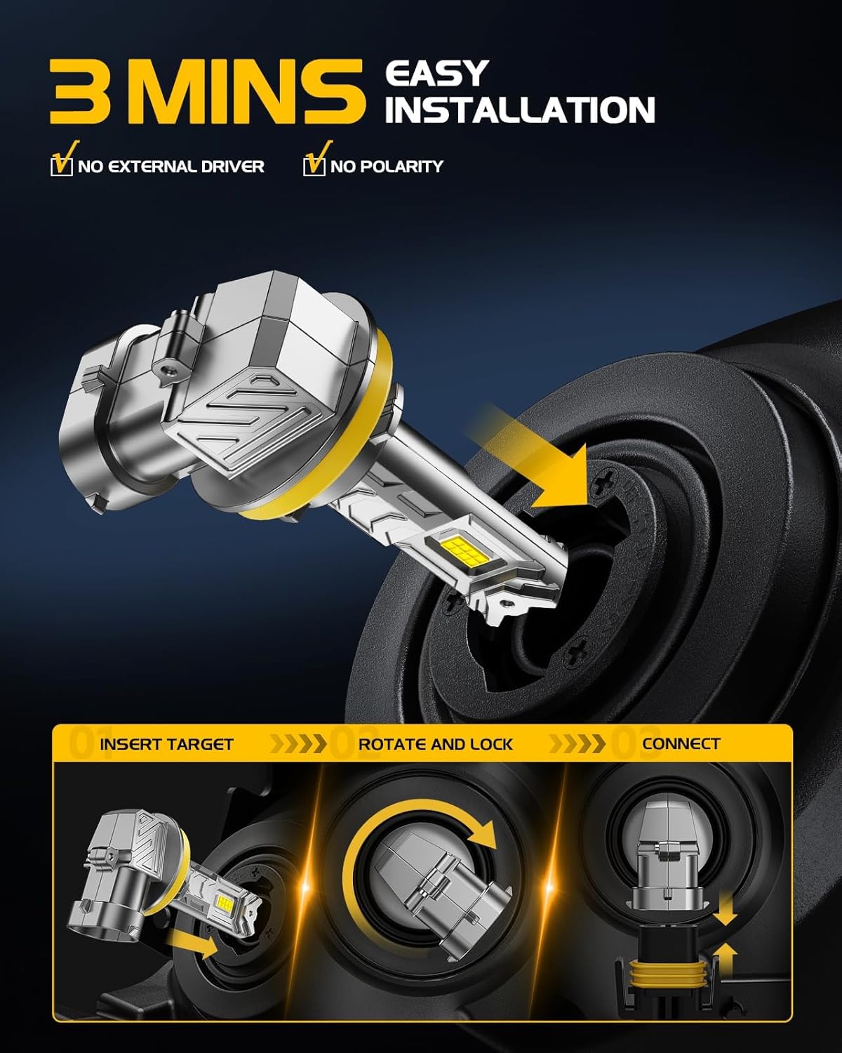 Thumbnail 5 de ZonCar 9005 H11 Fog Light Bulbs Combo (HB3/H11) — LED Fog/Driving Combo, 6500K White, Plug-and-Play, Box of 4