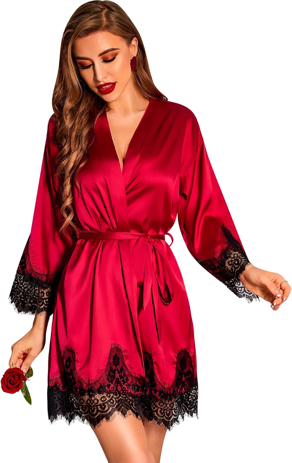 Thumbnail 5 de RSLOVE peignoir kimono dentelle satin