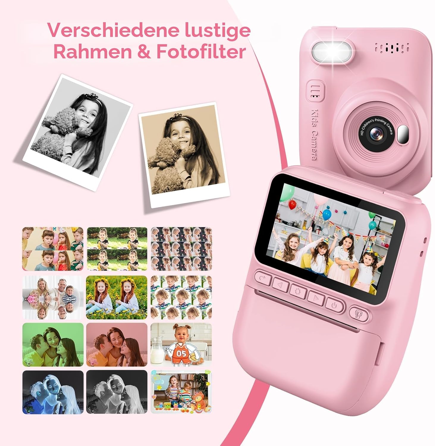 Detalle de GREENKINDER Sofortbildkamera für Kinder (14 MP) mit 3,0-Zoll-Bildschirm, 1080P und Sofortdruck