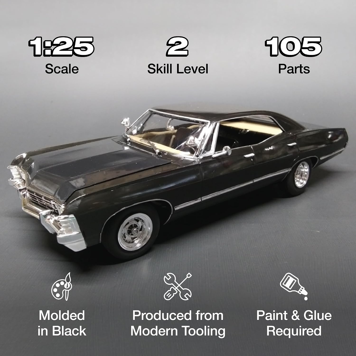 Detalle de amt AMT1124 1/25 スーパーナチュラル 1967 シボレー・インパラ 4ドア プラモデル
