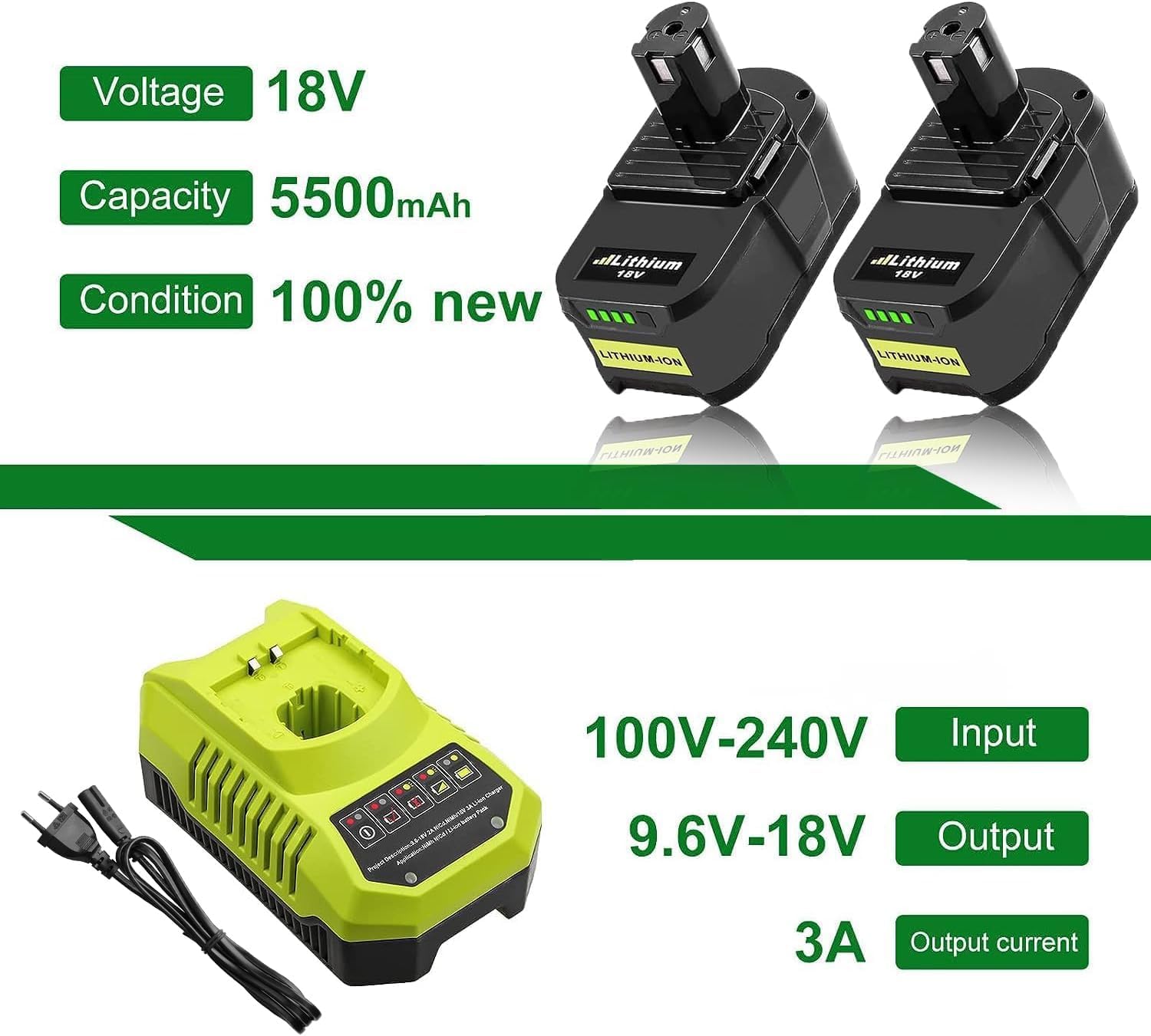 Detalle 2 de RB18L50 18V 5,5Ah Batterie Ryobi + BCL14181H