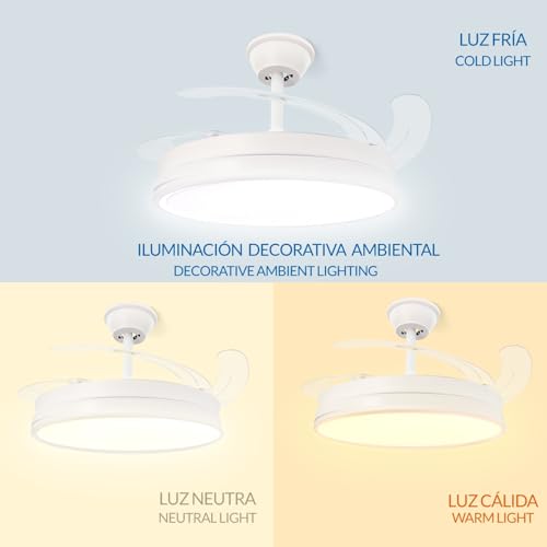 Thumbnail 1 de M mimotec White Olga: Ventilador de Techo LED con Luz CCT regulable y 6 velocidades