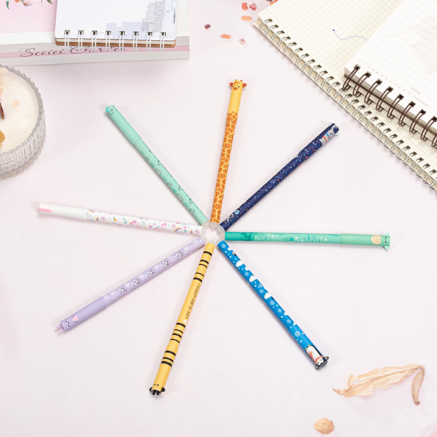 Thumbnail 6 de Zouwel radierbare Gelstifte im 8er-Set (0,5 mm Spitze) – mit Tier- und Weltraum-Motiven