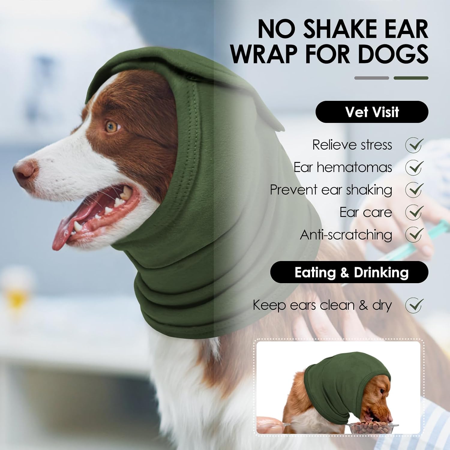 Detalle de AOFITEE Dog Calming Hoodie: Soft, Adjustable Noise-Protection Head Wrap for Anxiety Relief