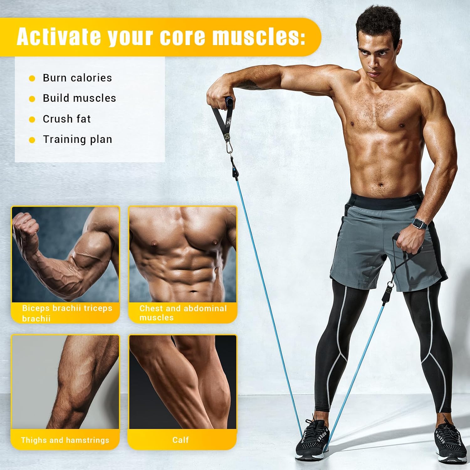 Detalle de COFOF Resistance Bands Set with Handles – Stackable up to 150lbs