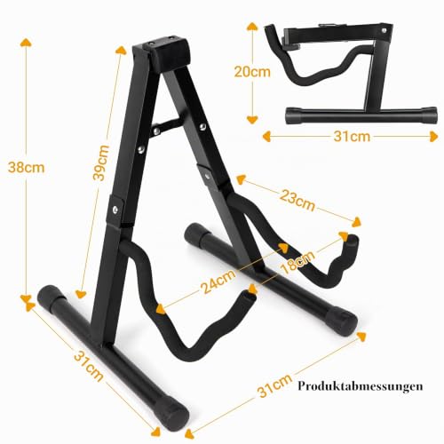 Detalle 2 de CAHAYA Gitarrenständer A-Frame Faltbar Stabil – universal aus Metall für Gitarre, Bass, Ukulele