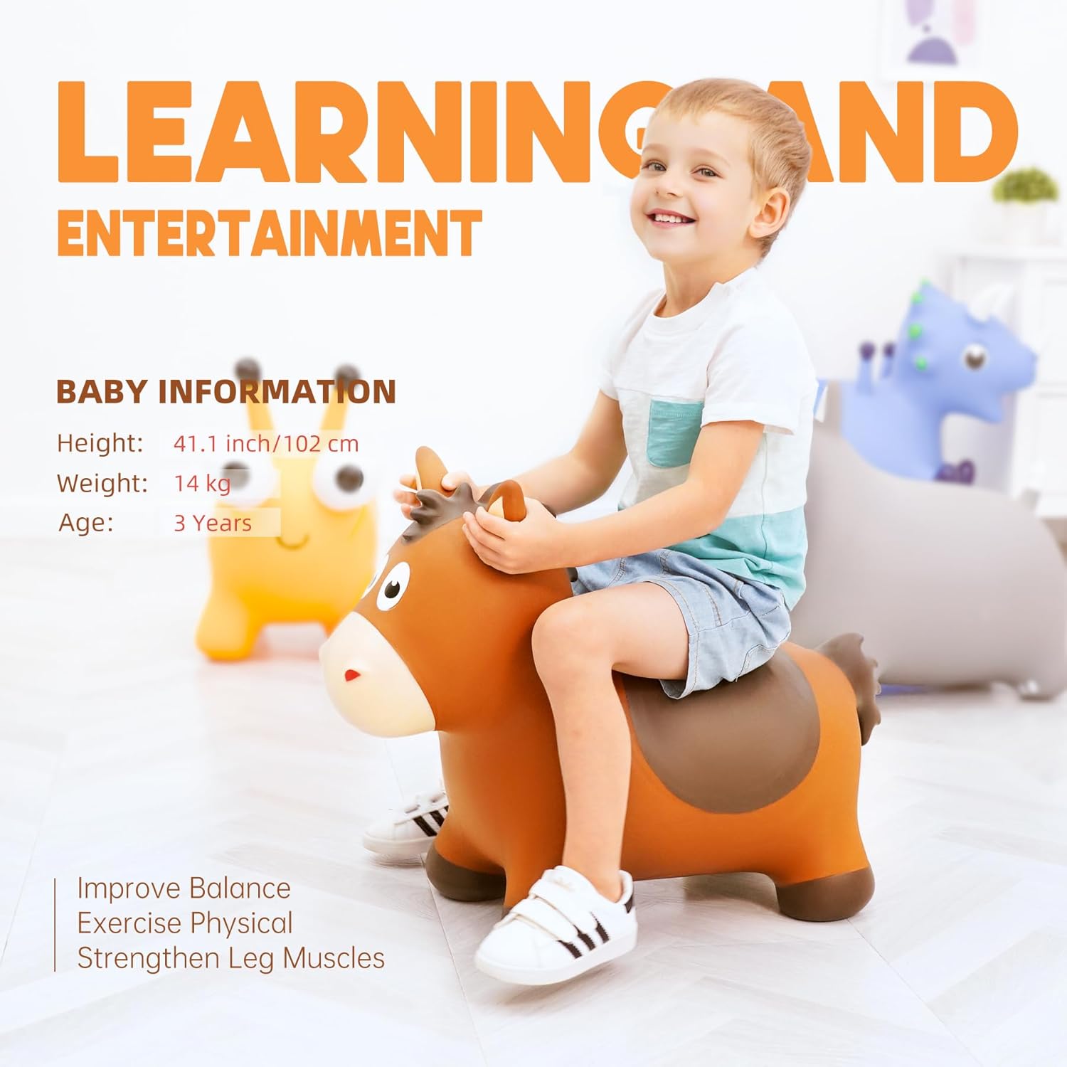 Thumbnail 1 de ZOOJOY Bouncy Horse Hopping Toys Inflatable Ride-On Bouncer for Toddlers (18 Months+)
