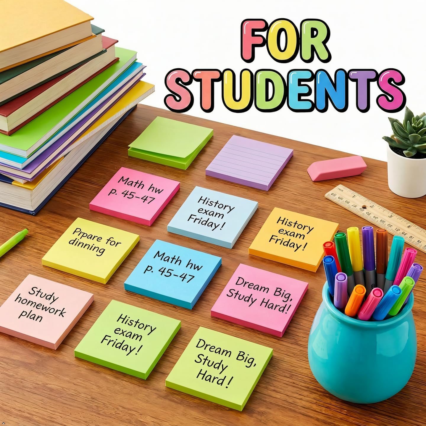 Detalle de Kozerite Kozerite-16-1 3 x 3-Inch Sticky Notes, 16 Pads, 8 Bright Colors