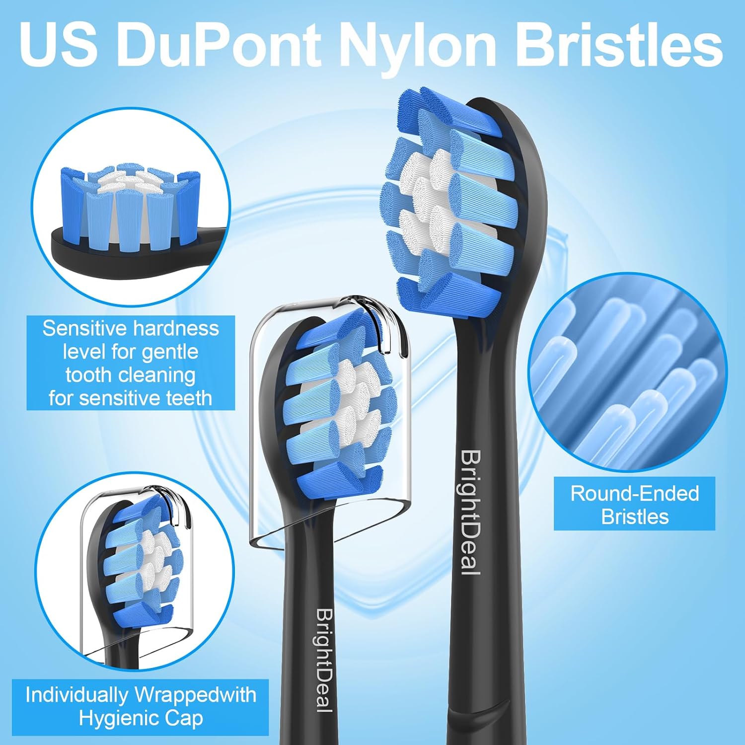 Thumbnail 3 de BrightDeal Sensitive Aufsätze (8er) kompatibel mit Philips Sonicare Ersatzbürsten, schwarz