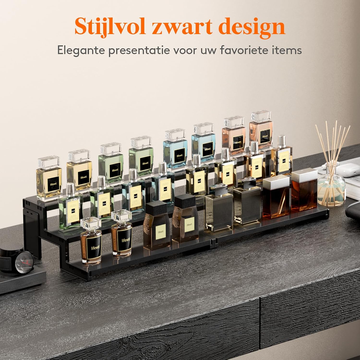 Detalle 2 de Lifewit 25105 displaystandaard, 3 niveaus, zwart, 30,5 cm