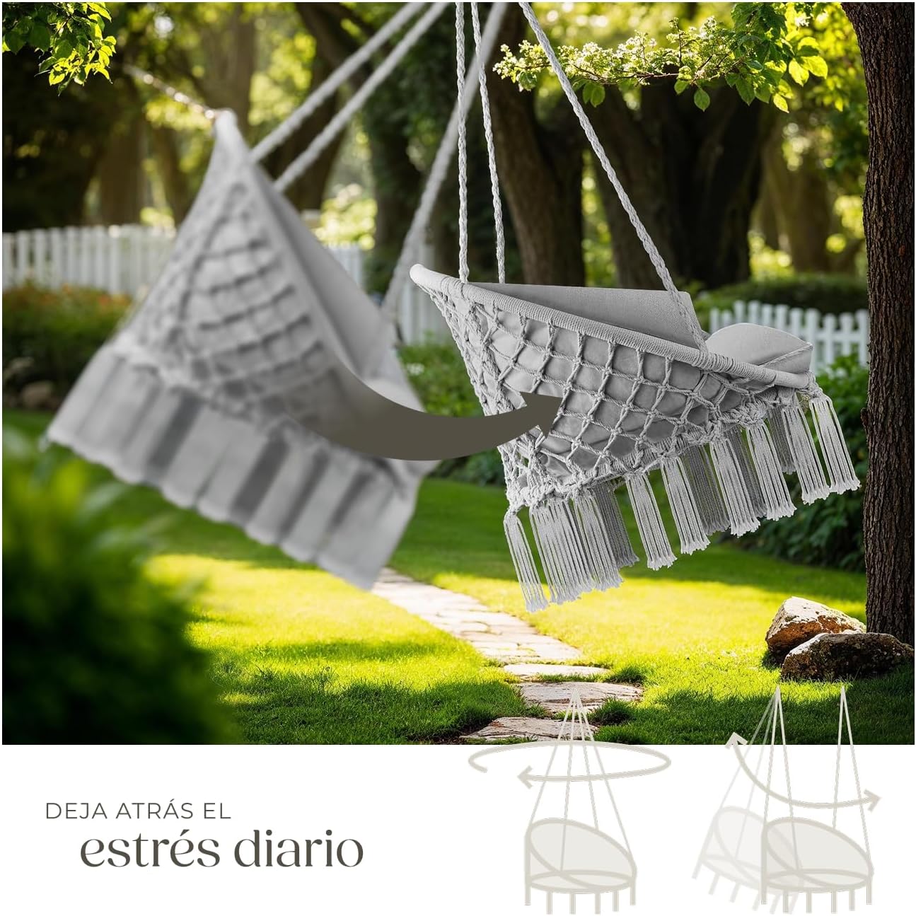 Detalle 2 de tectake Columpio Jardín Exterior Silla Colgante
