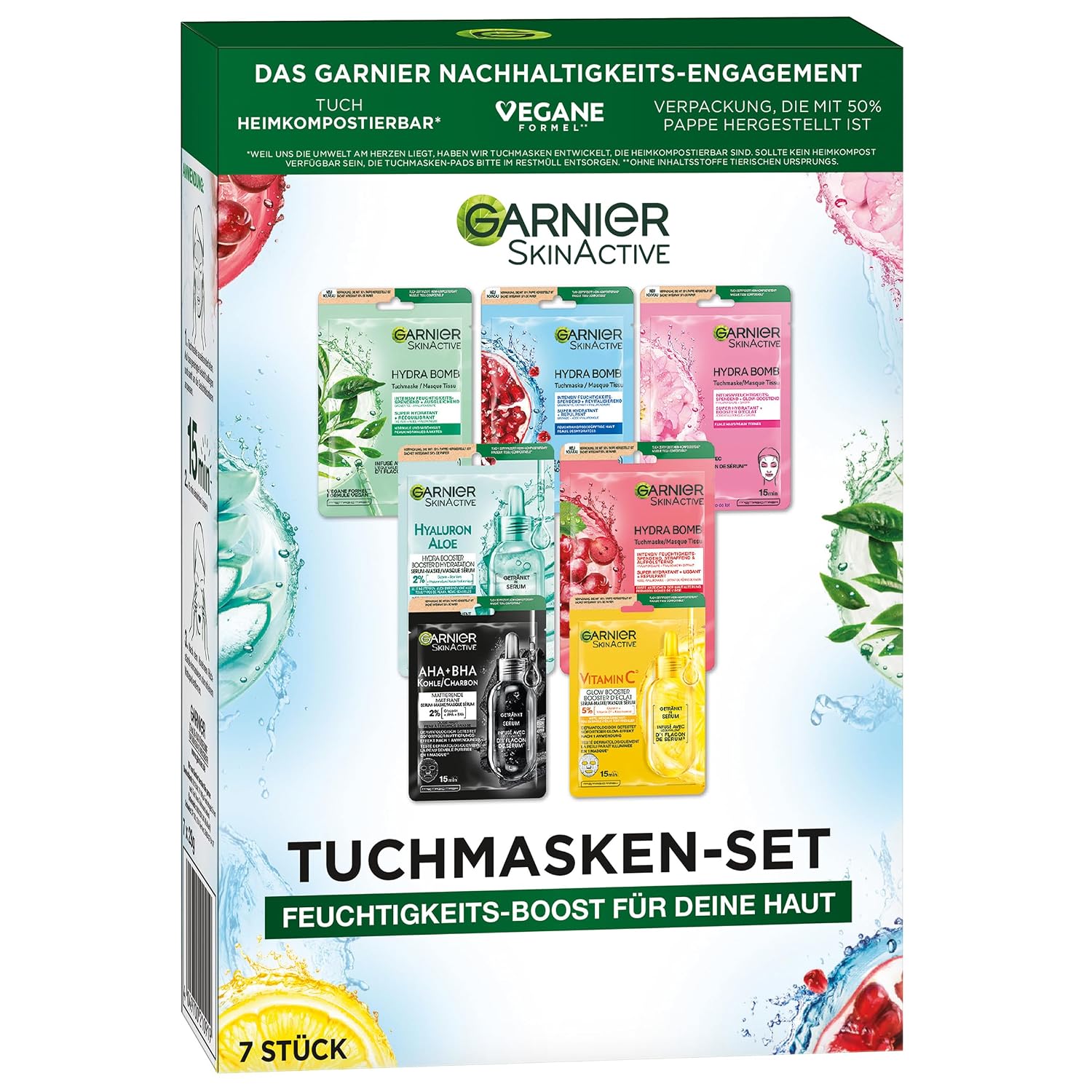 Detalle de Garnier Tuchmasken Set 7×28 g Gesichtsmasken