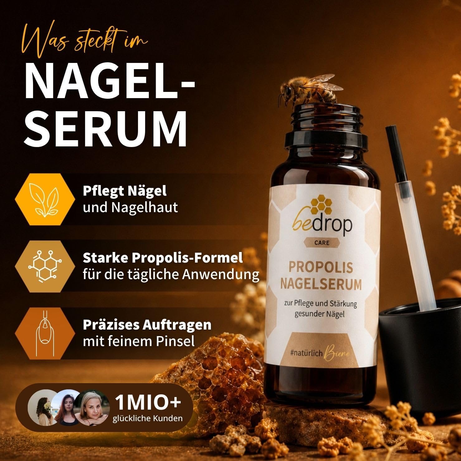 Thumbnail 1 de bedrop Propolis Nagelserum 3x 10ml – natürliche Nagelpflege mit Propolis, Teebaumöl & Lavendelöl