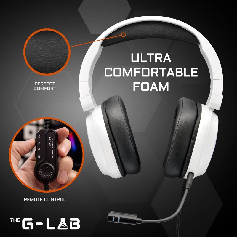 Thumbnail 2 de G-Lab Korp Radium: auriculares gaming RGB multplataforma blancos