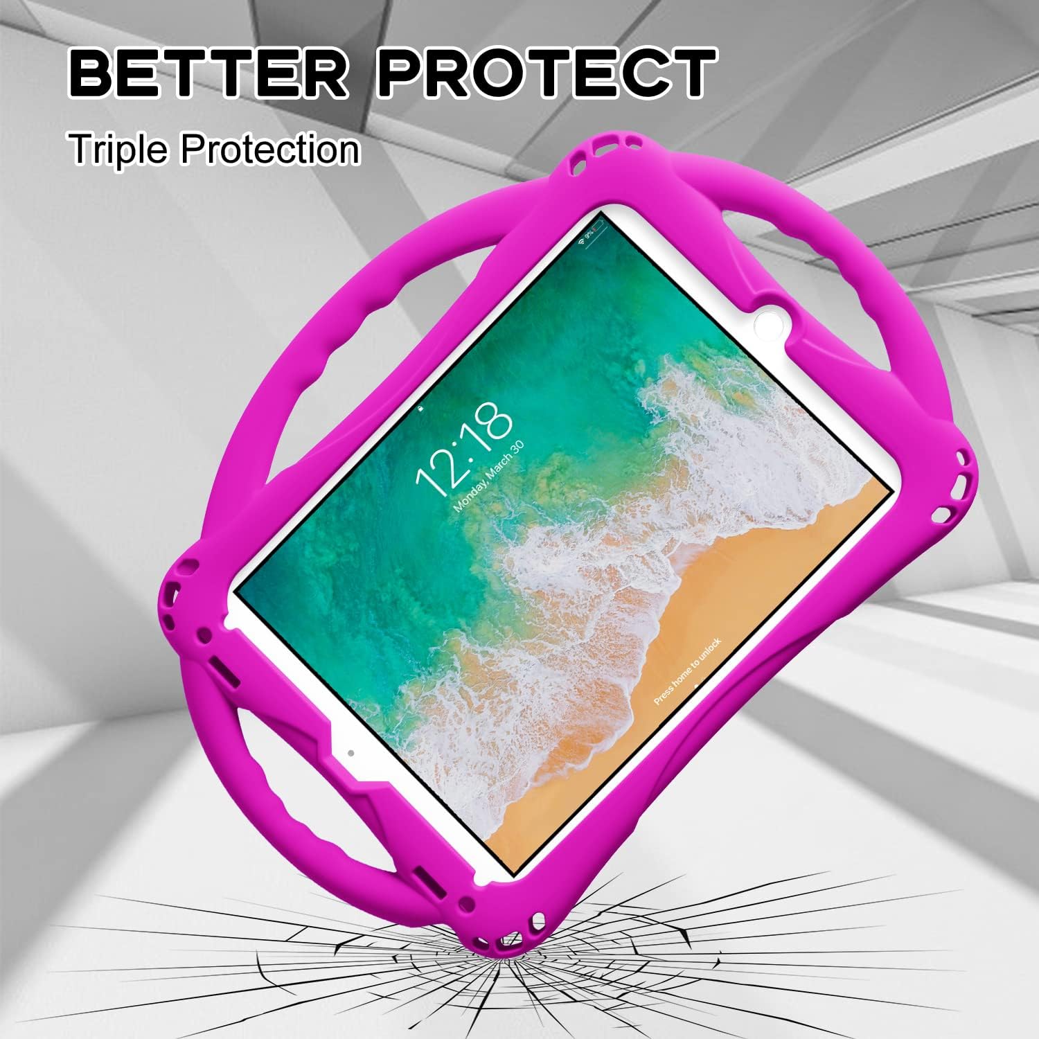 Detalle de TopEsct Kids Case for iPad 6th/5th Gen, iPad Air/Air 2 & iPad Pro 9.7-inch (Purple) with Built-in Handle Stand