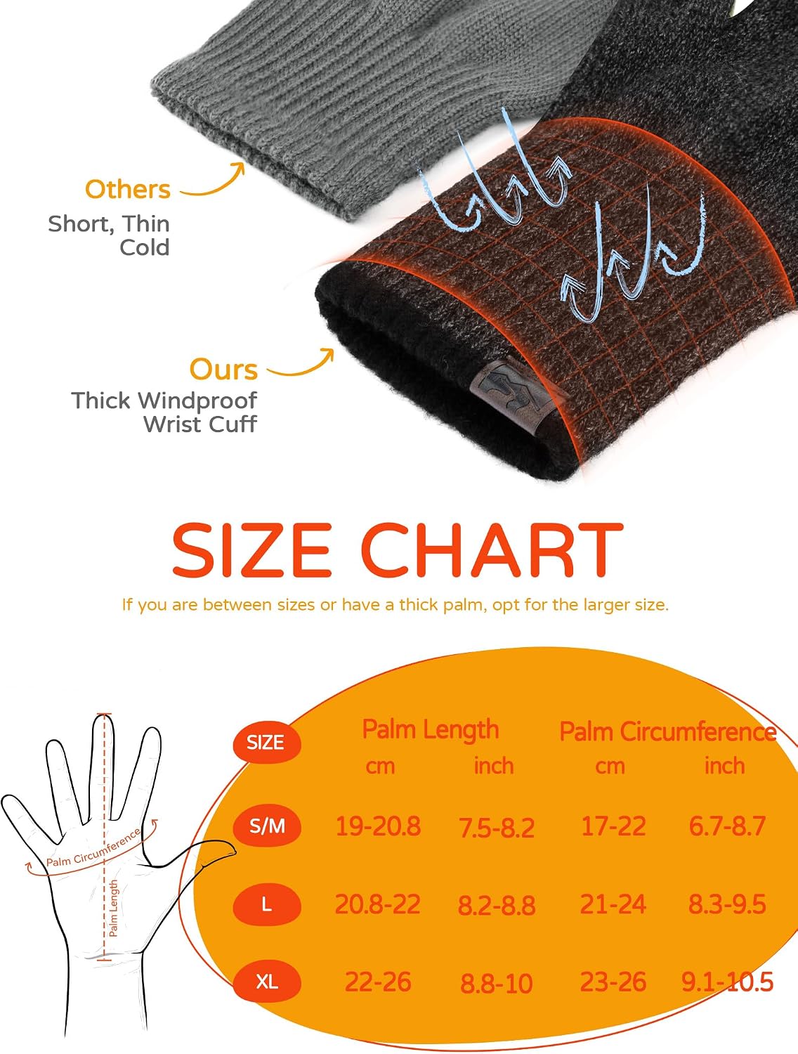 Detalle 1 de SONORAN Merino Wool Glove Liners with Touchscreen Fingertips and Windproof Cuffs