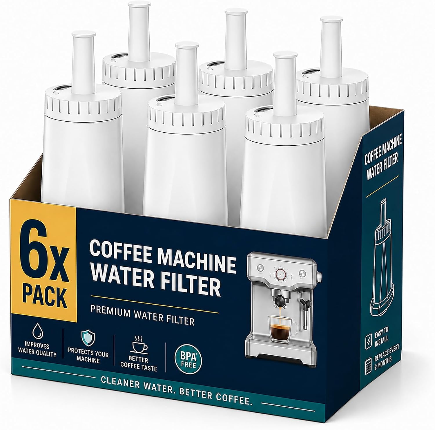 Detalle de Filswa FW800_Parent Replacement Water Filters for Sage Coffee Machines, 6 Pack
