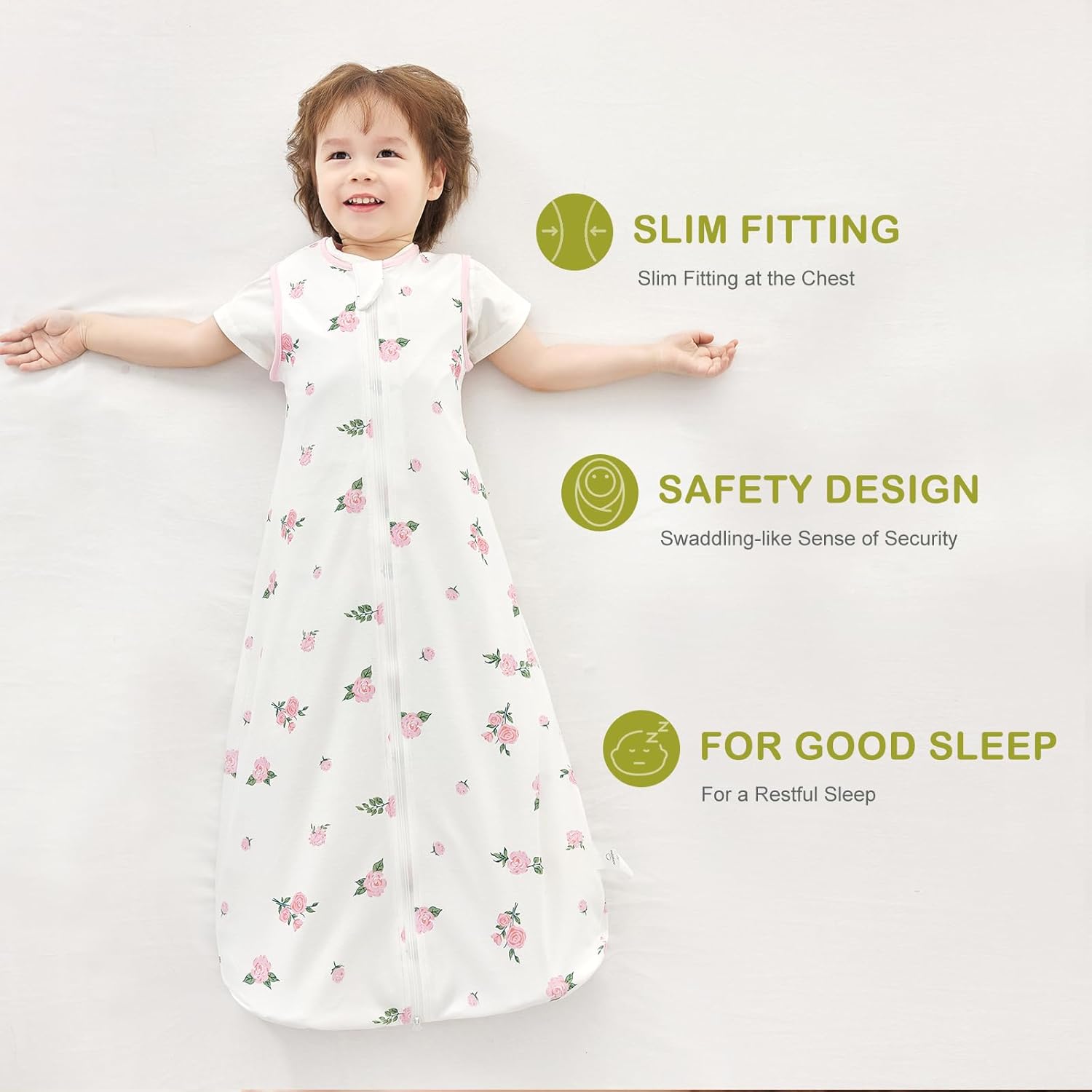 Thumbnail 1 de Nivolltha 2 Pack Super Soft 0.5 TOG Cotton Baby Sleeping Bags (Bloom & Pink) – 18–36 Months