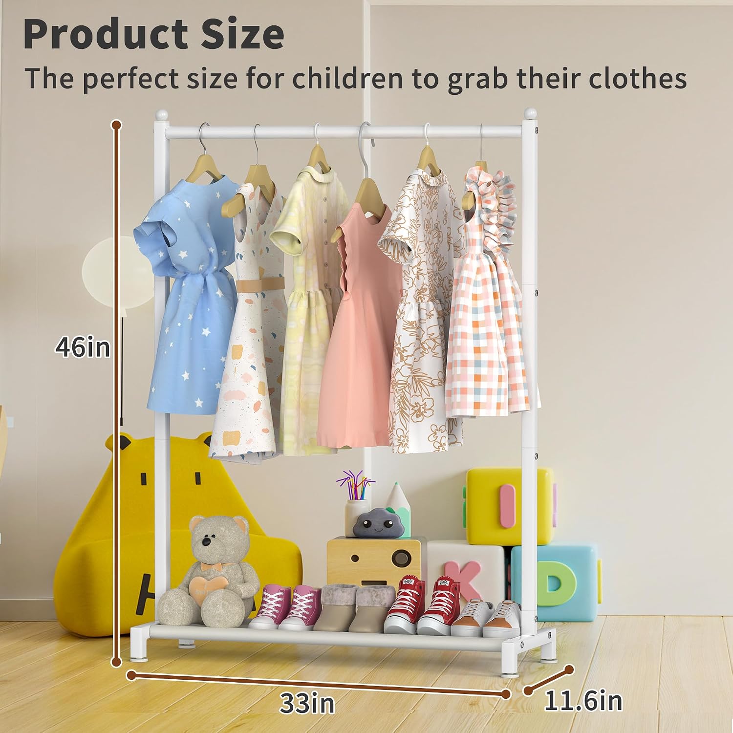 Detalle 2 de Livilord KCR-W kinderkledingrek van koolstofstaal met onderplank, wit