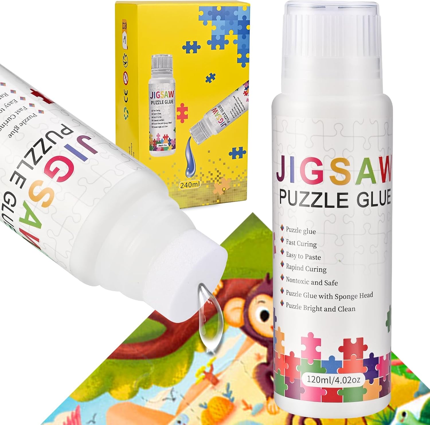 Faburo Puzzlekleber 240 ml Transparent – Klebt 1000–2000 Teile sicher fest und ermöglicht Aufhängung