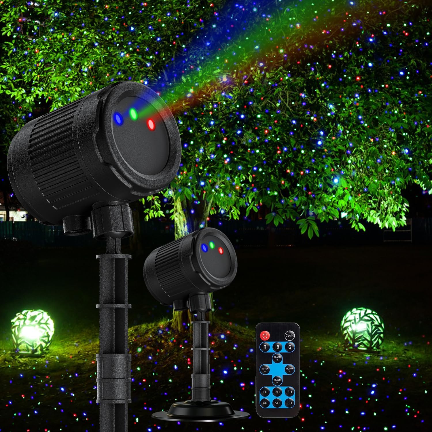 Detalle de VanSmaGo SE369 Outdoor Laser Projector, RGB Firefly Effects, Remote, IP65