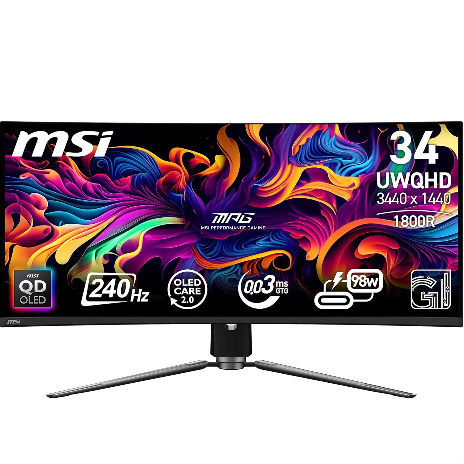 Detalle de MSI MPG 341CQPX QD-OLED 34-inch UWQHD curved gaming monitor (3440 x 1440, 240Hz)