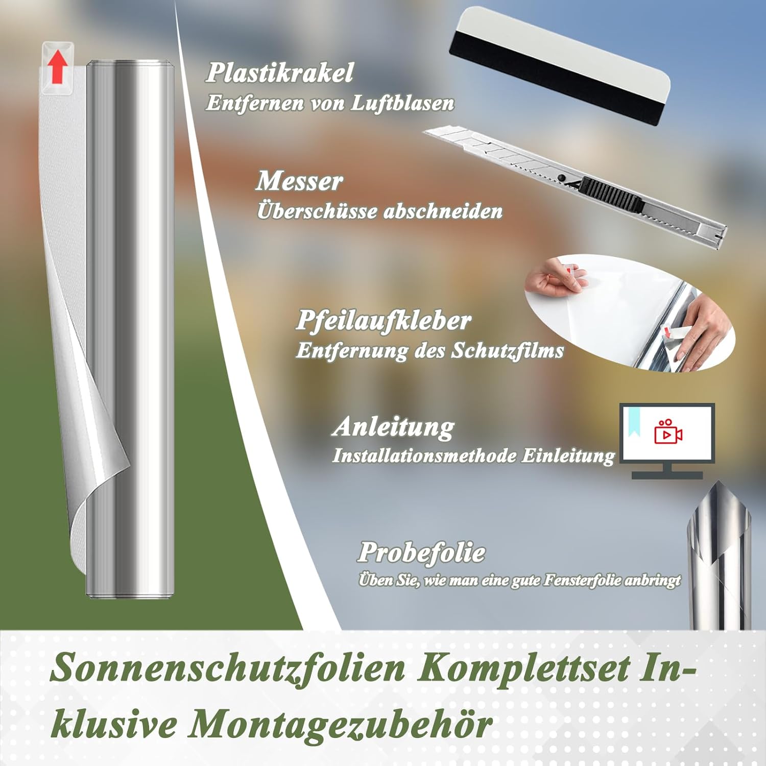 Thumbnail 5 de HOMTOL Spiegelfolie für Fenster 50×400 cm – Sichtschutz, UV- und Hitzeschutzfolie ohne Klebstoff