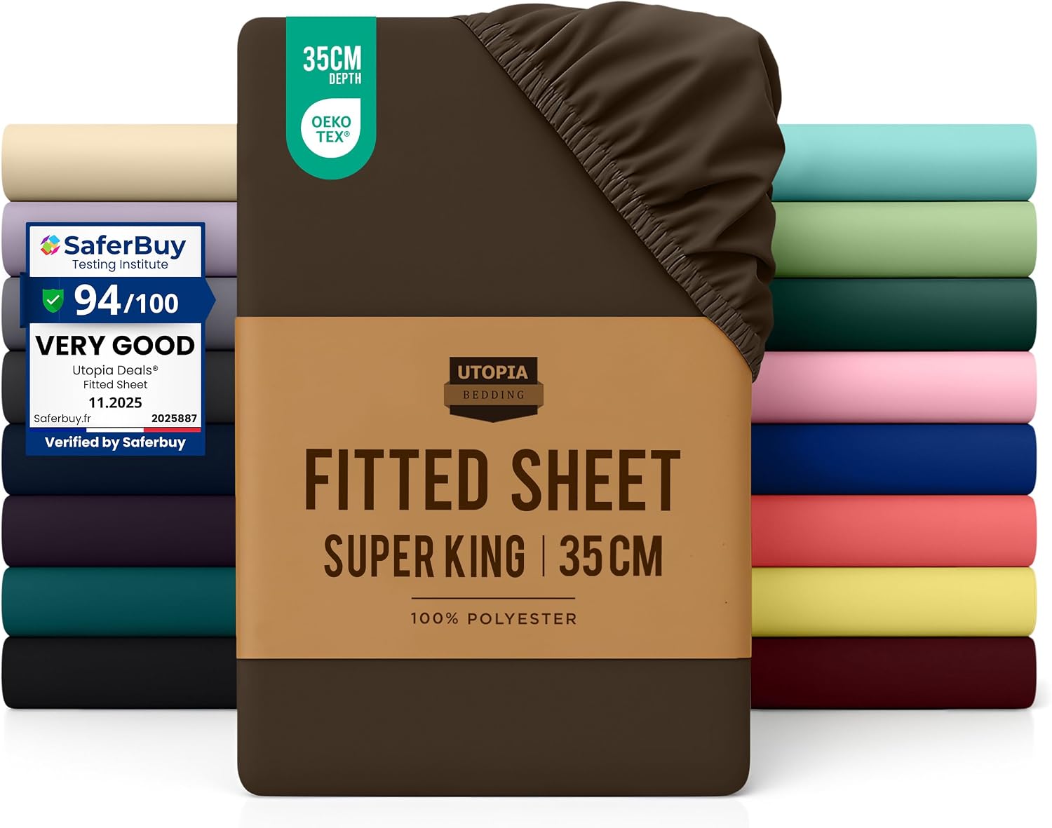 Detalle de Utopia Bedding Fitted Sheet Super King 14 inch