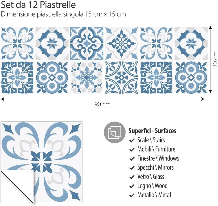 Thumbnail 4 de RE-COVERTILES Adesivi per piastrelle 12 pz 15x15 cm 🧩