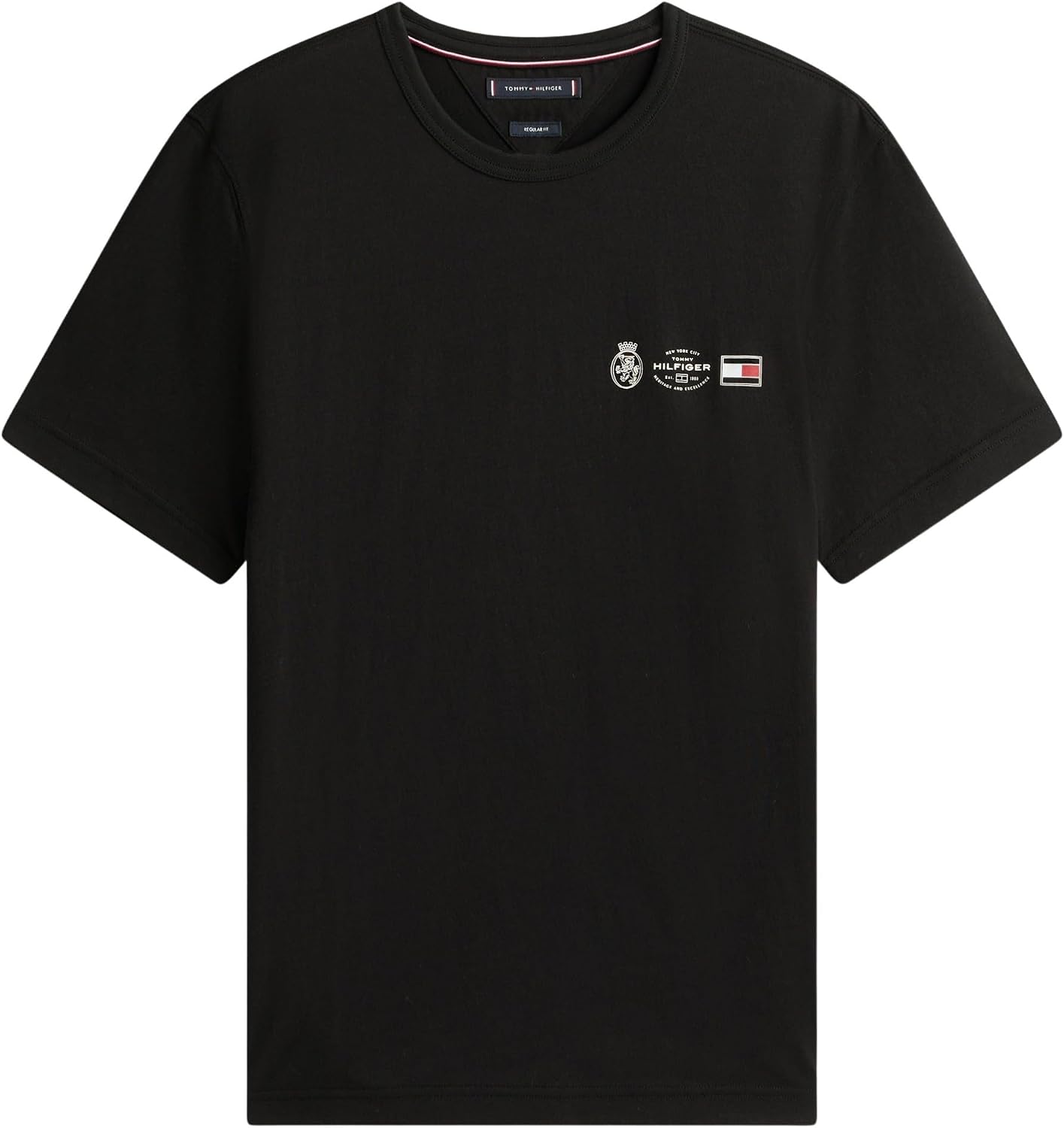 Detalle de Tommy Hilfiger Herren T-Shirt Kurzarm „Small Crest Outline“ mit Rundhalsausschnitt aus Baumwolle