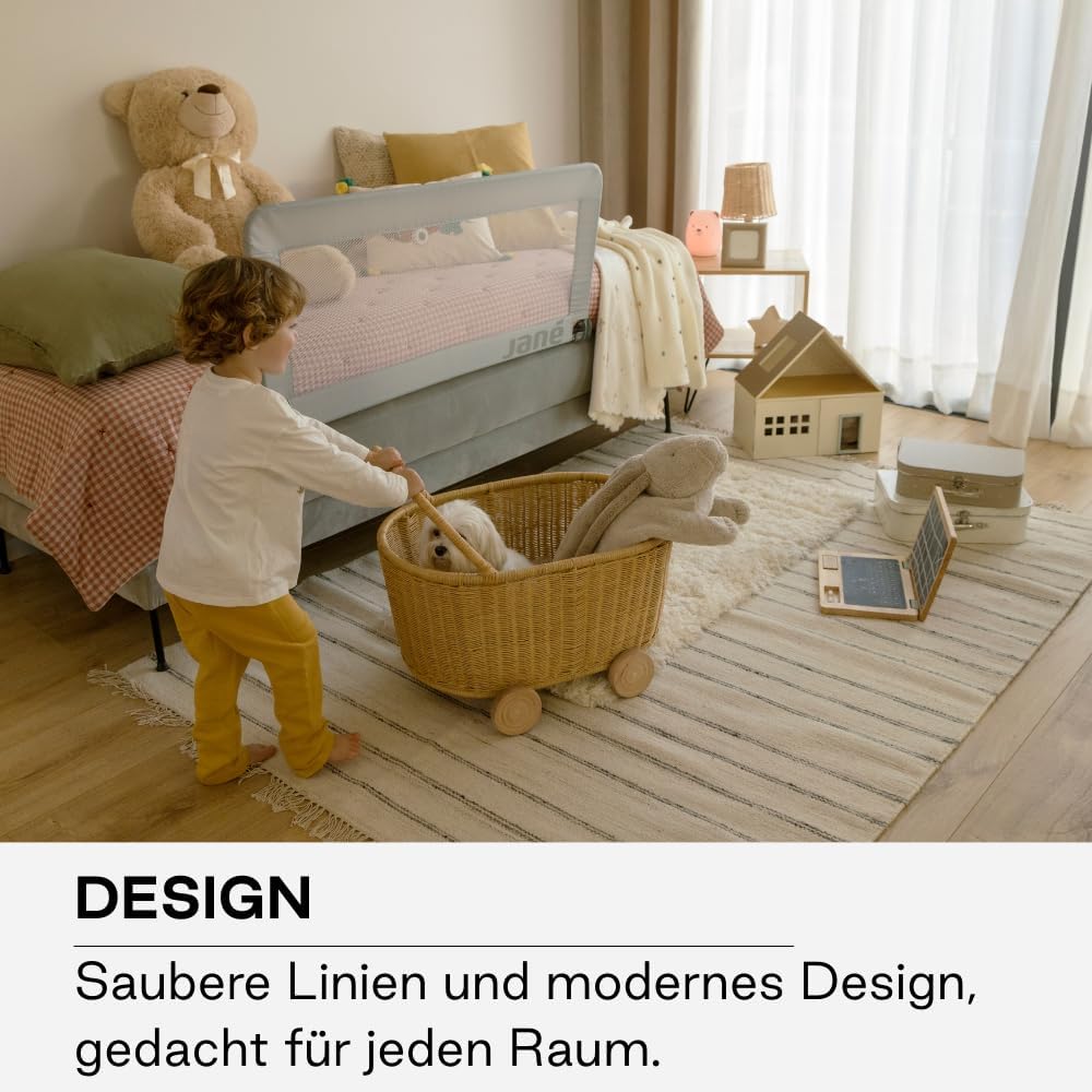 Thumbnail 4 de Jané Klappbares Kinderbettgitter 110 cm – Extra Hoch, Atmungsaktiv, Grau