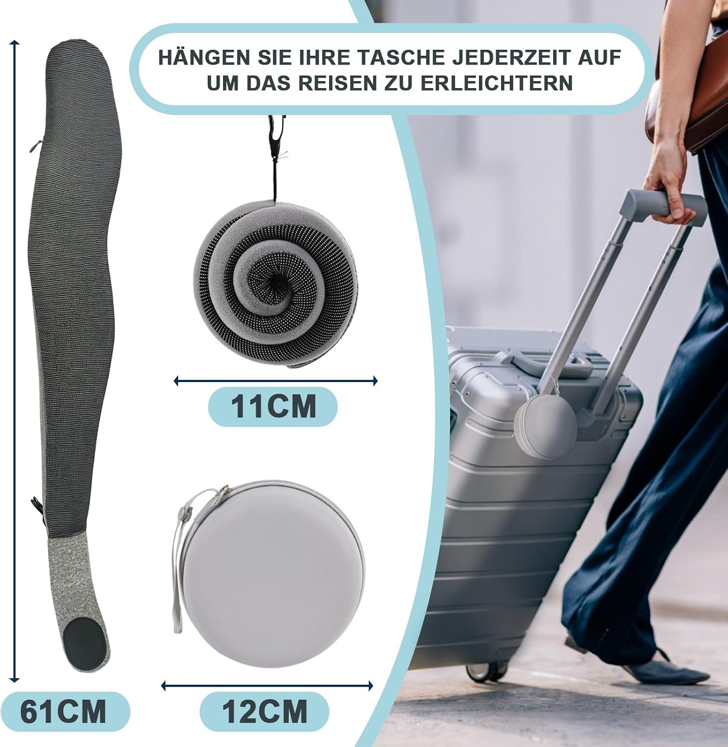 Thumbnail 1 de Nackenkissen Flugzeug mit Memory Foam – inkl. Ohrstöpseln, Augenmaske & Tragetasche