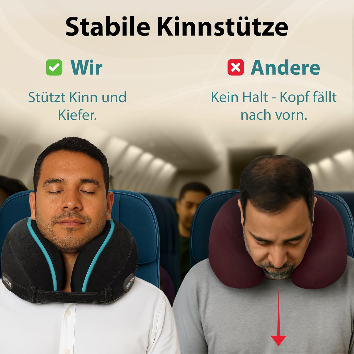 Detalle de FLOWZOOM Dream Pro Nackenkissen mit extra Seitenstütze (Memoryschaum) – Schwarz