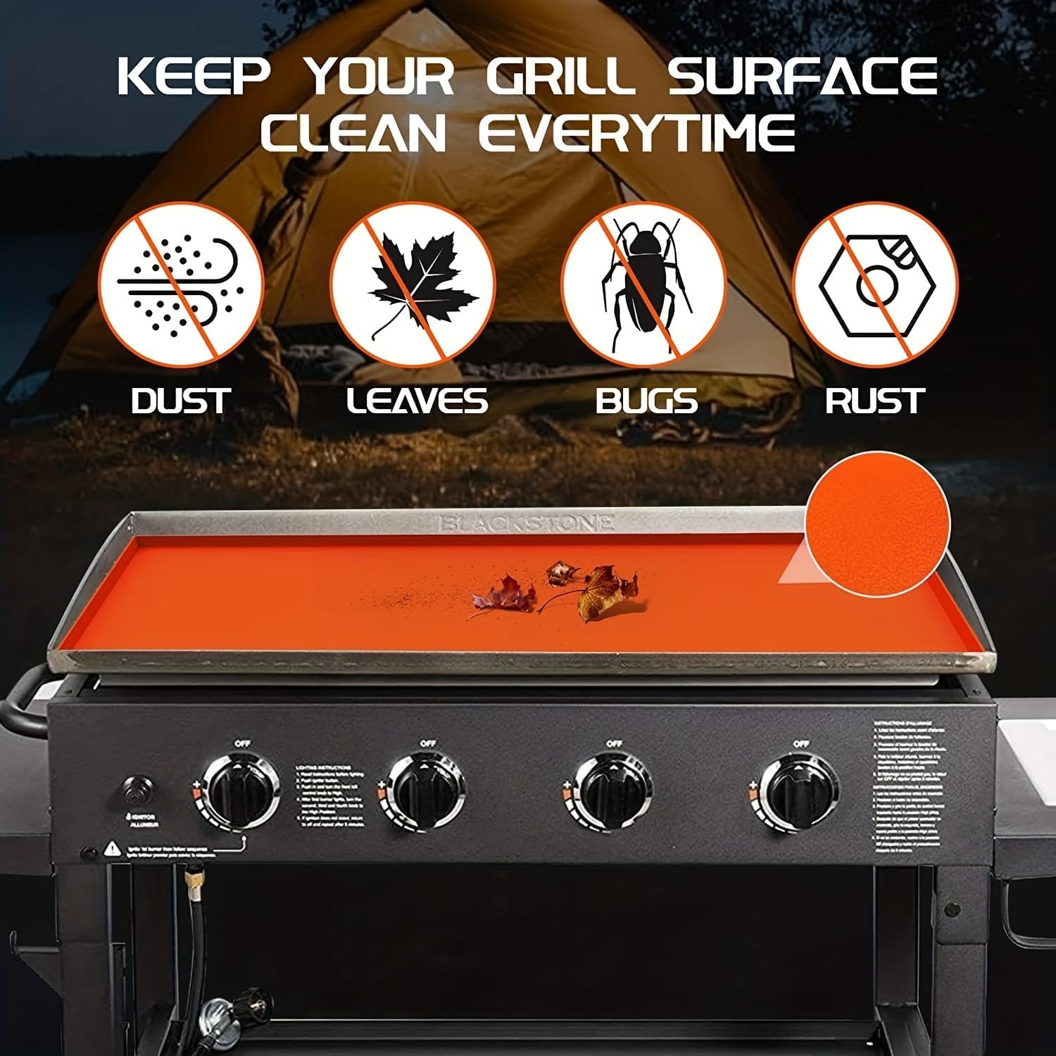 Detalle 2 de REEDTOCK GSM2389 Silicone Griddle Mat for 36-Inch Blackstone, Orange, 400°F