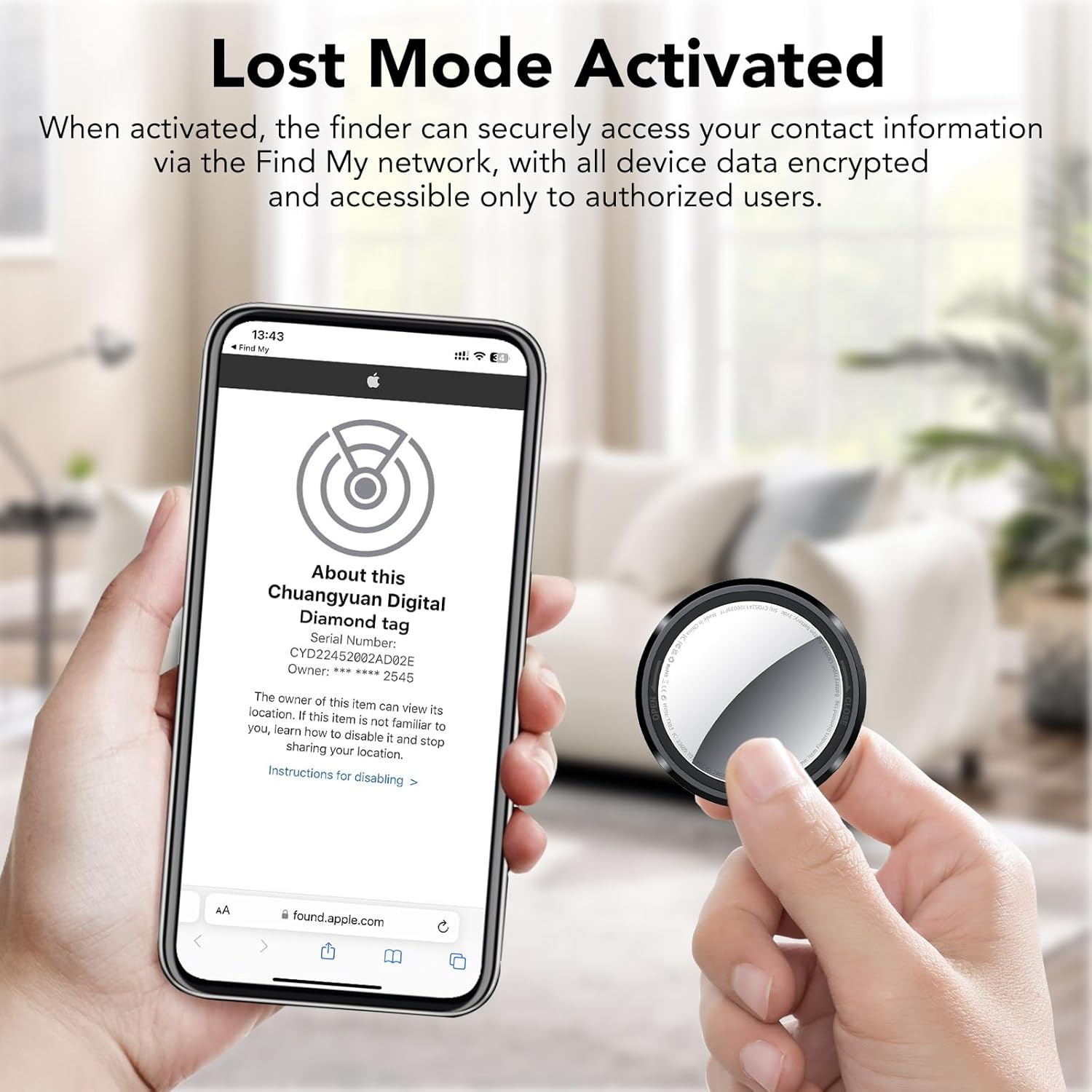 Thumbnail 5 de Air Traceur Tag Lot de 4 – Localisateurs Bluetooth compatibles Apple Find My (iOS uniquement)