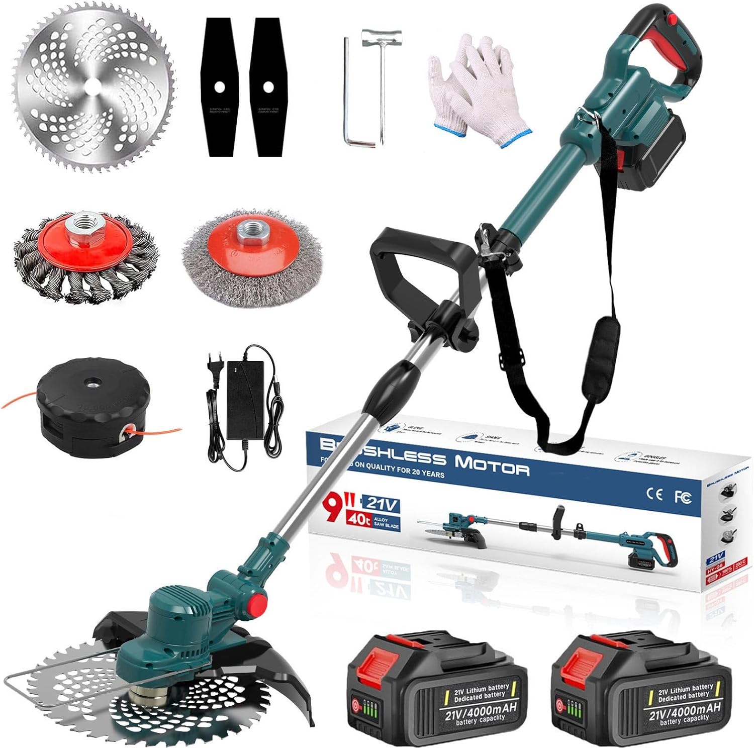 Hengriacly Rasentrimmer 21V Akku mit 2×4,0Ah