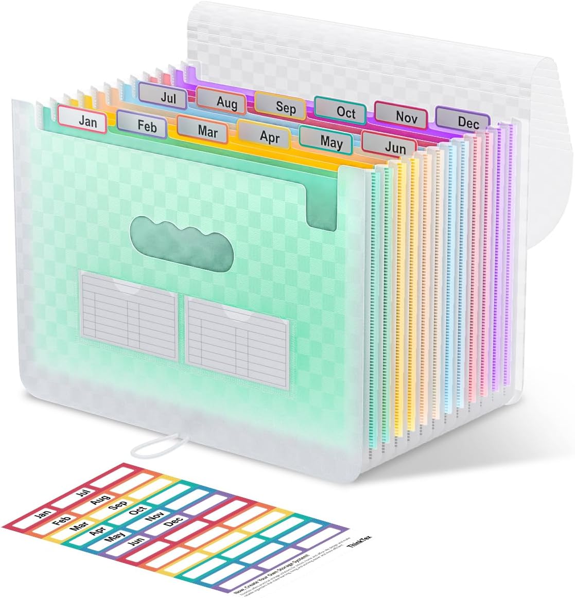 Detalle de ThinkTex Accordion File Organiser with 12 Pockets (Letter/A4) and Expandable Top & Bottom
